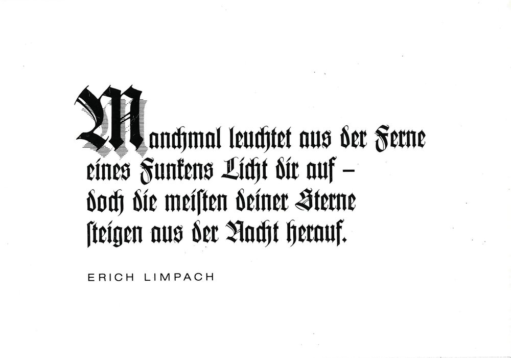 Postkarte A6 mit Worten von Erich Limpach: Manchmal leuchtet aus der Ferne eines Funkens Licht dir auf Postkarte A6 mit Worten von Erich Limpach: Manchmal leuchtet aus der Ferne eines Funkens Licht dir auf