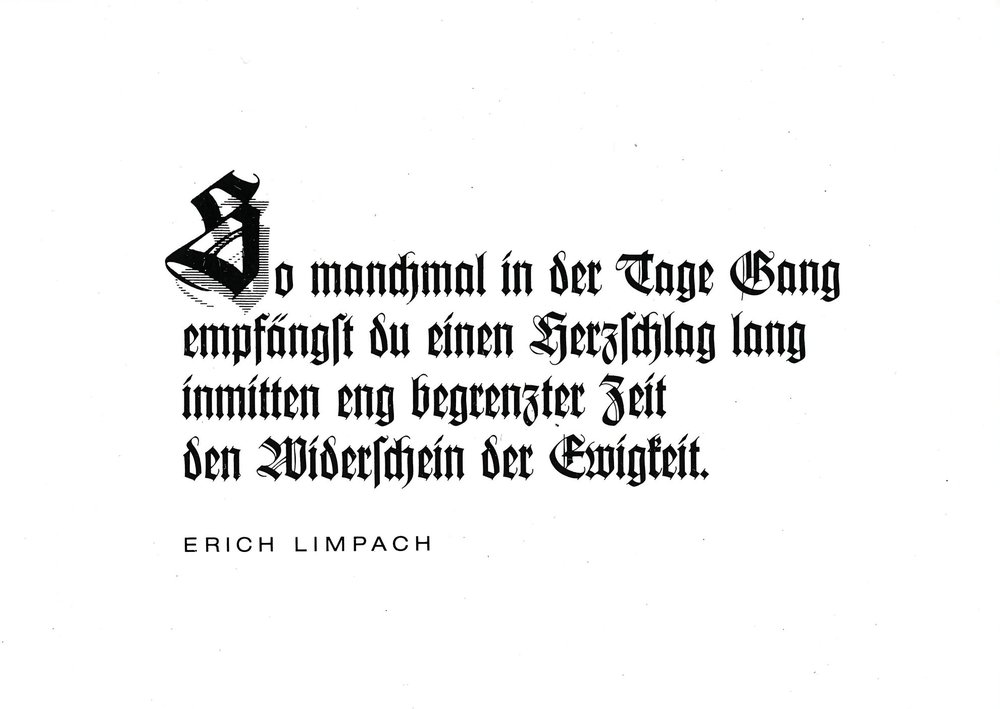 Postkarte A6 mit Worten von Erich Limpach: So manchmal in der Tage Gang
