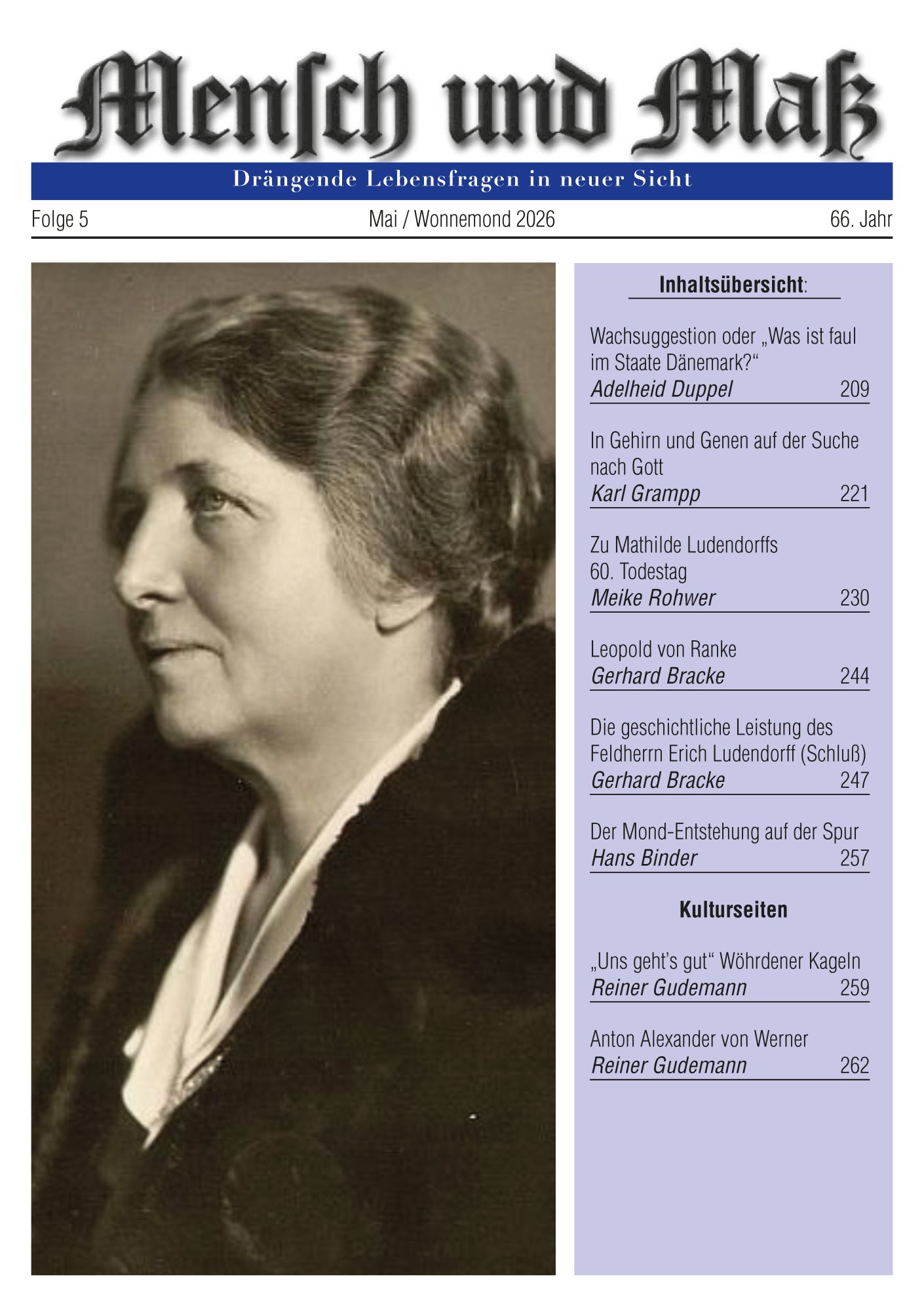 2026/05 Mensch und Maß Titelseite Zeitschrift Mensch und Maß, Heft 05/2026