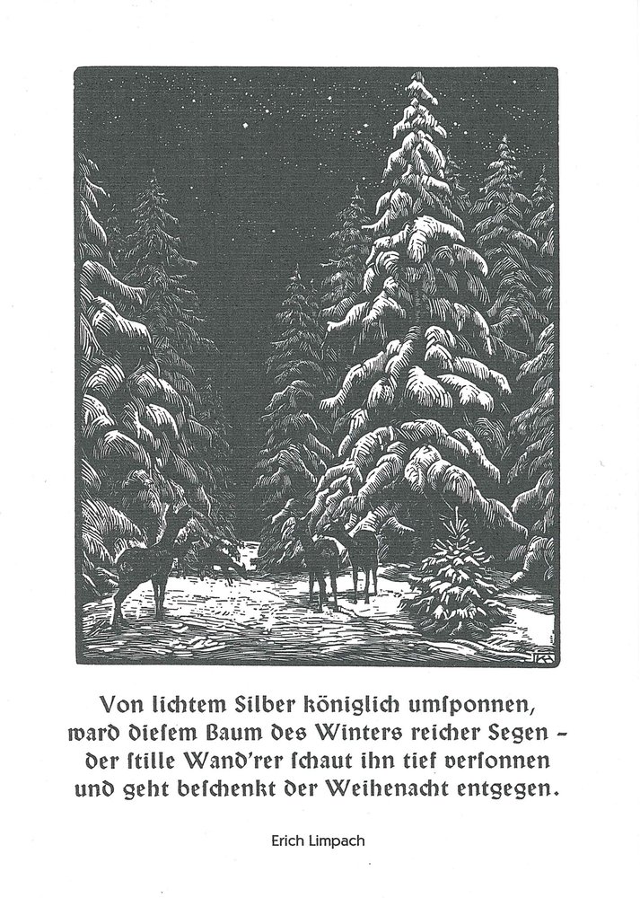 Klappkarte A6 von Erich Limpach: Von lichtem Silber königlich umsponnen (Vorderseite)