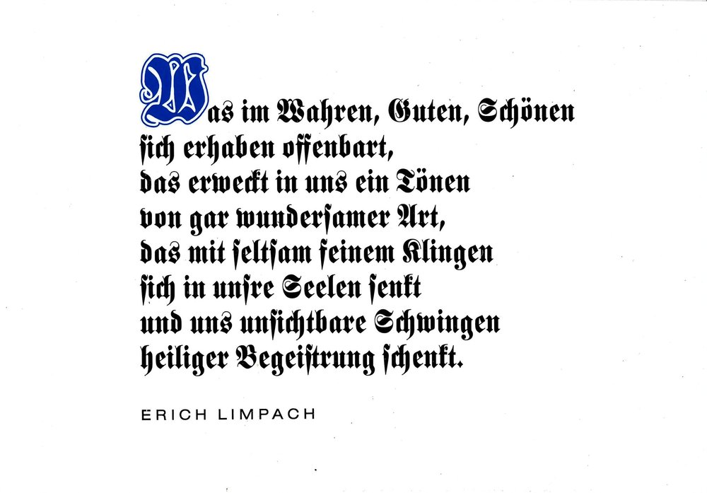 Postkarte A6 mit Worten von Erich Limpach: Was im Wahren, Guten, Schönen Postkarte A6 mit Worten von Erich Limpach: Was im Wahren, Guten, Schönen
