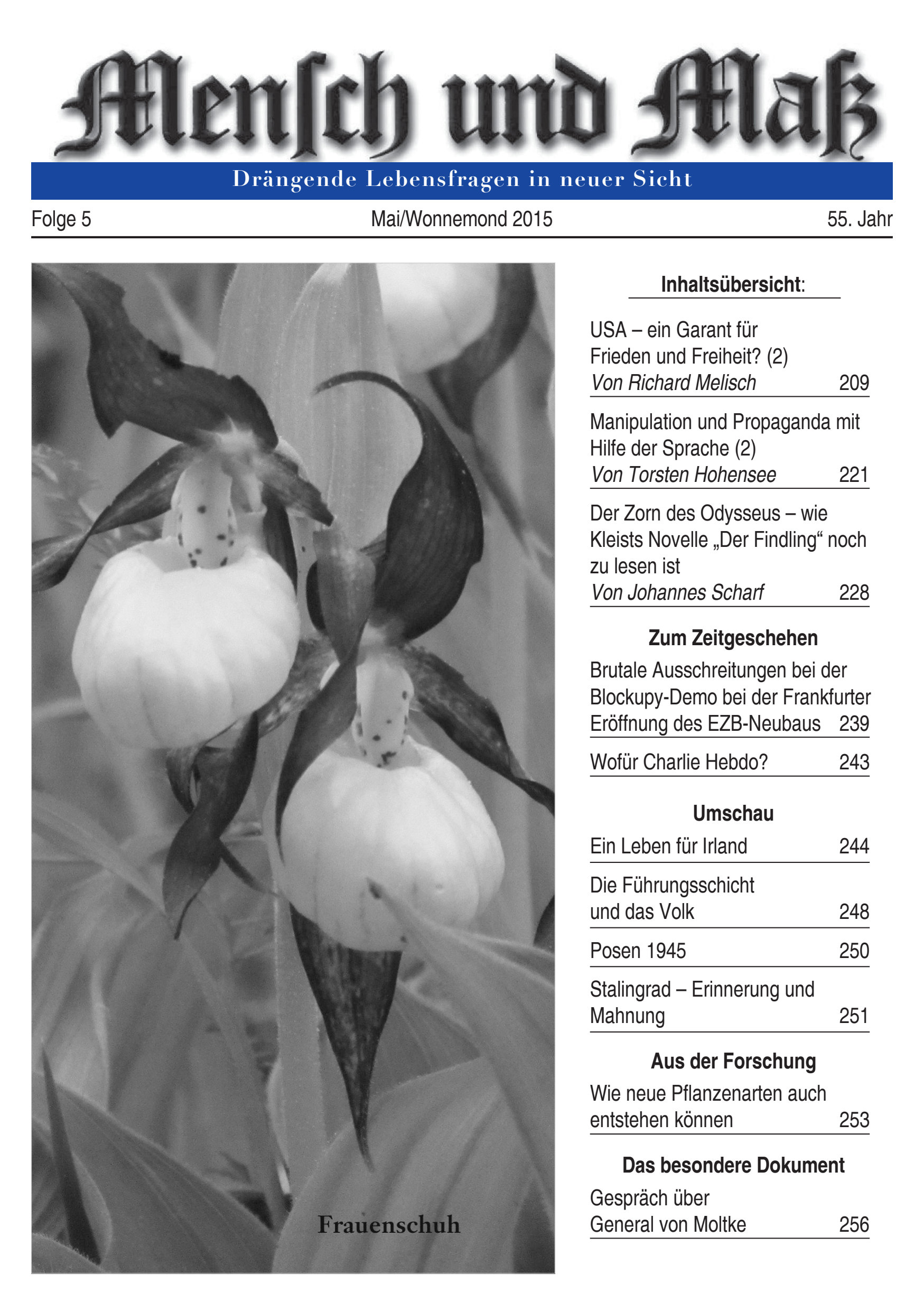 Titelseite Zeitschrift Mensch und Maß, Heft 05/2015