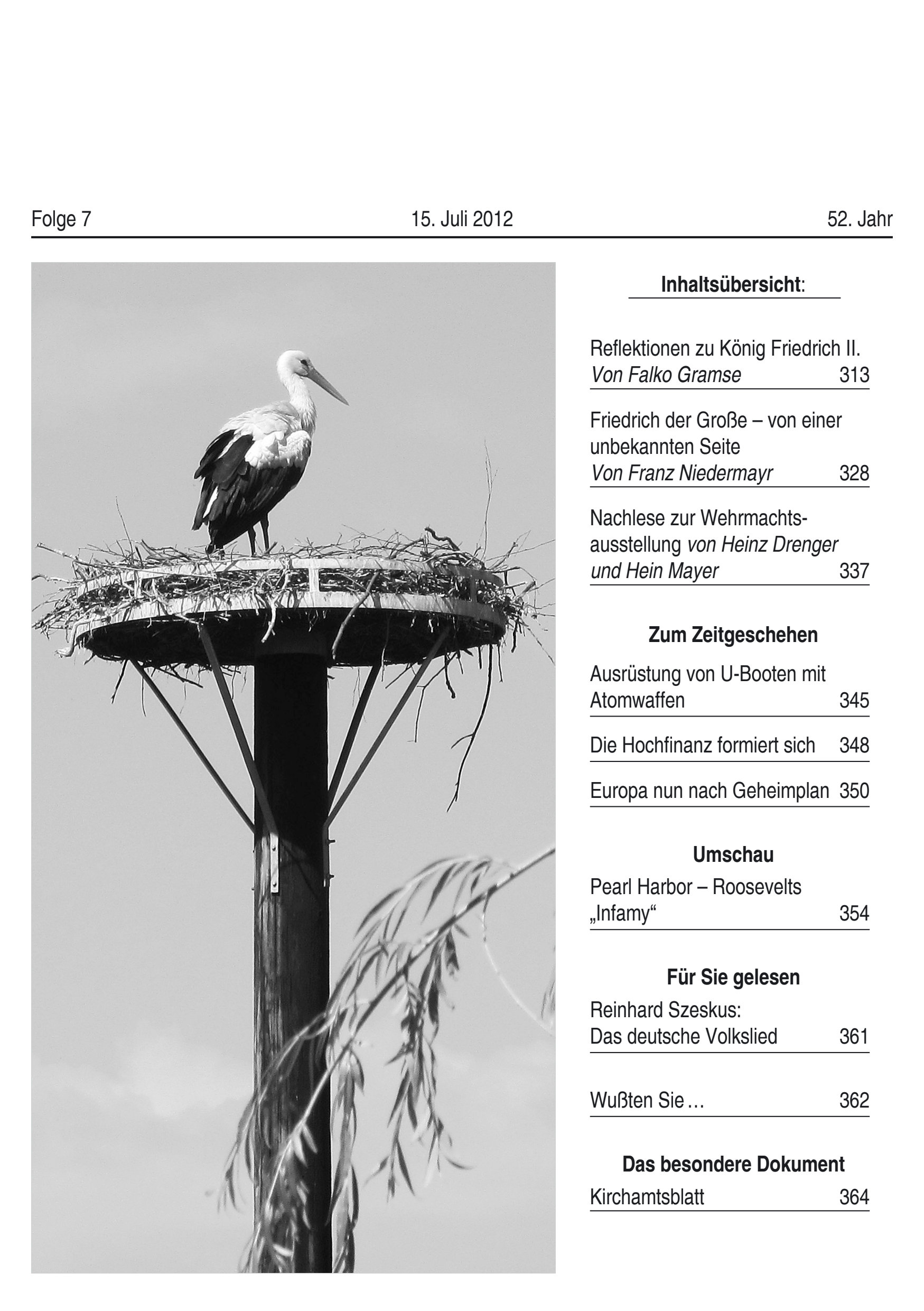 Titelseite Zeitschrift Mensch und Maß, Heft 07/2012