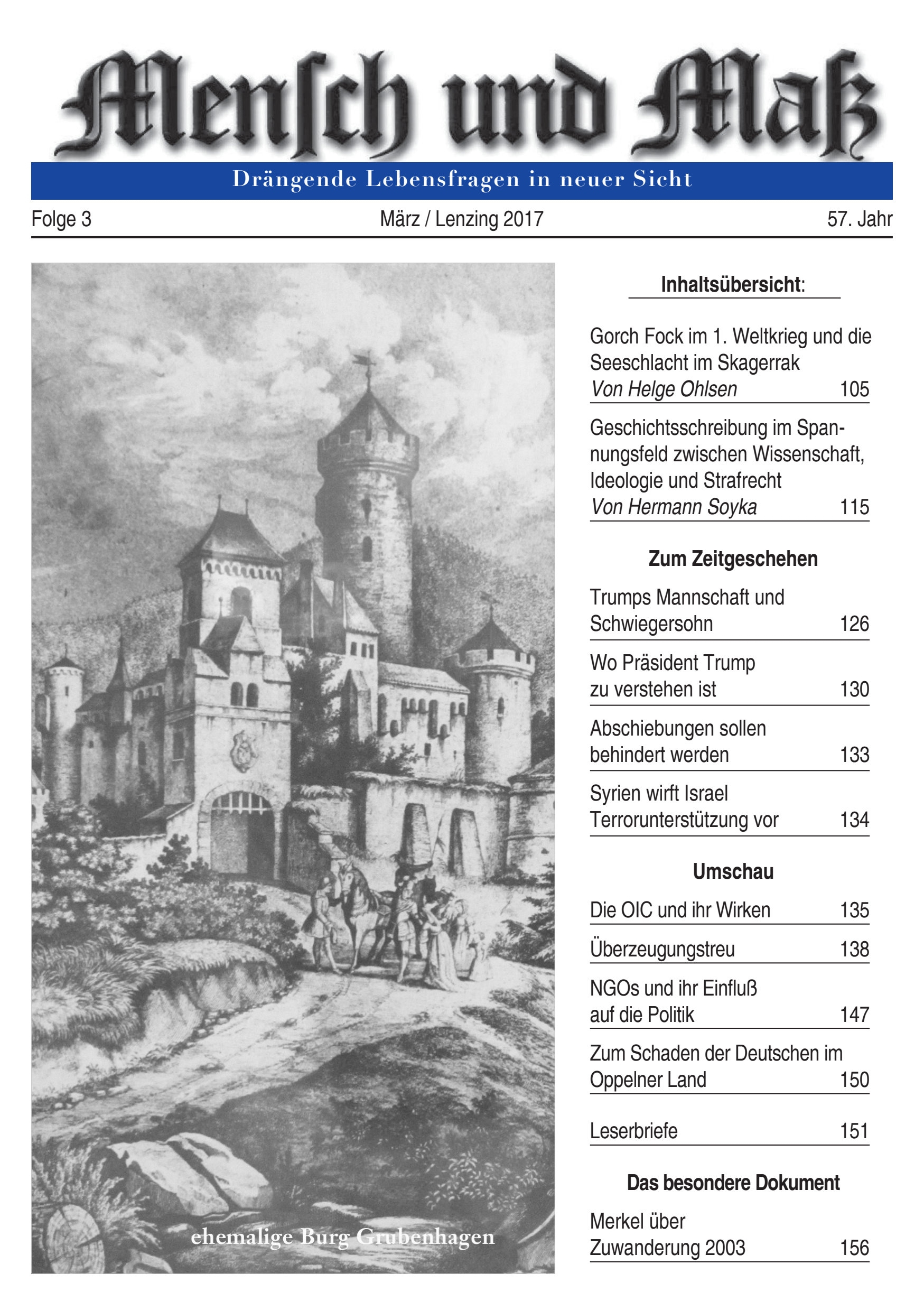 Titelseite Zeitschrift Mensch und Maß, Heft 03/2017