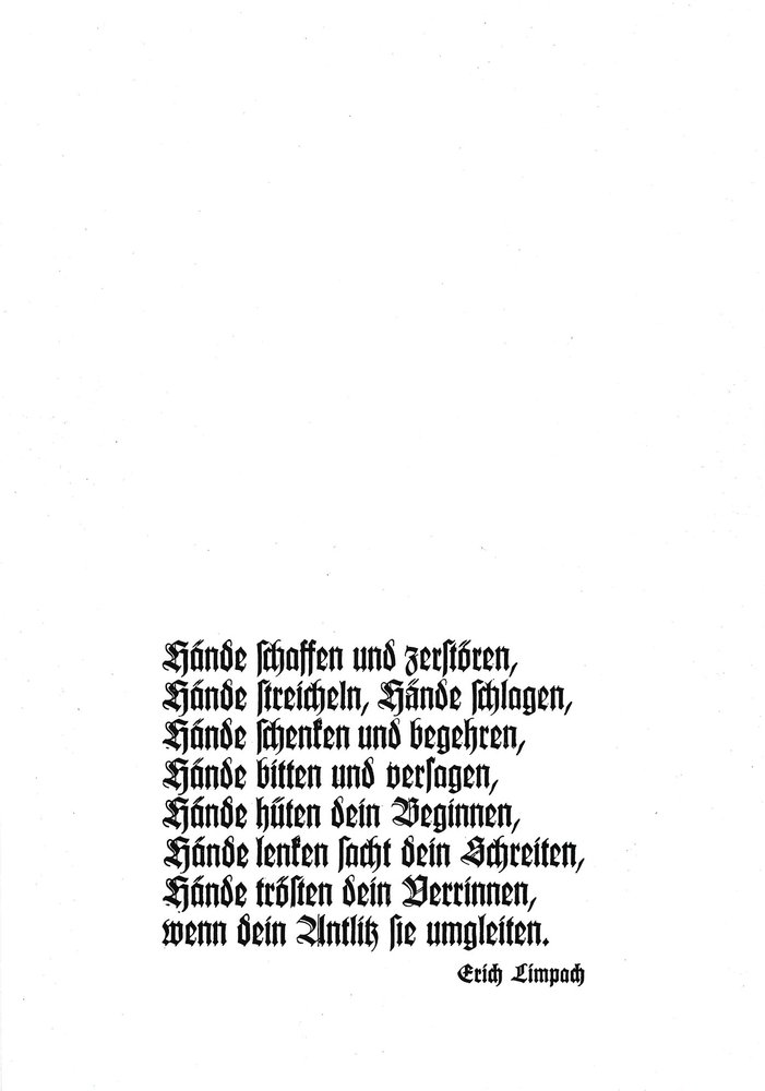 Klappkarte A6 von Erich Limpach: Hände schaffen und zerstören (Außenseite ganz)