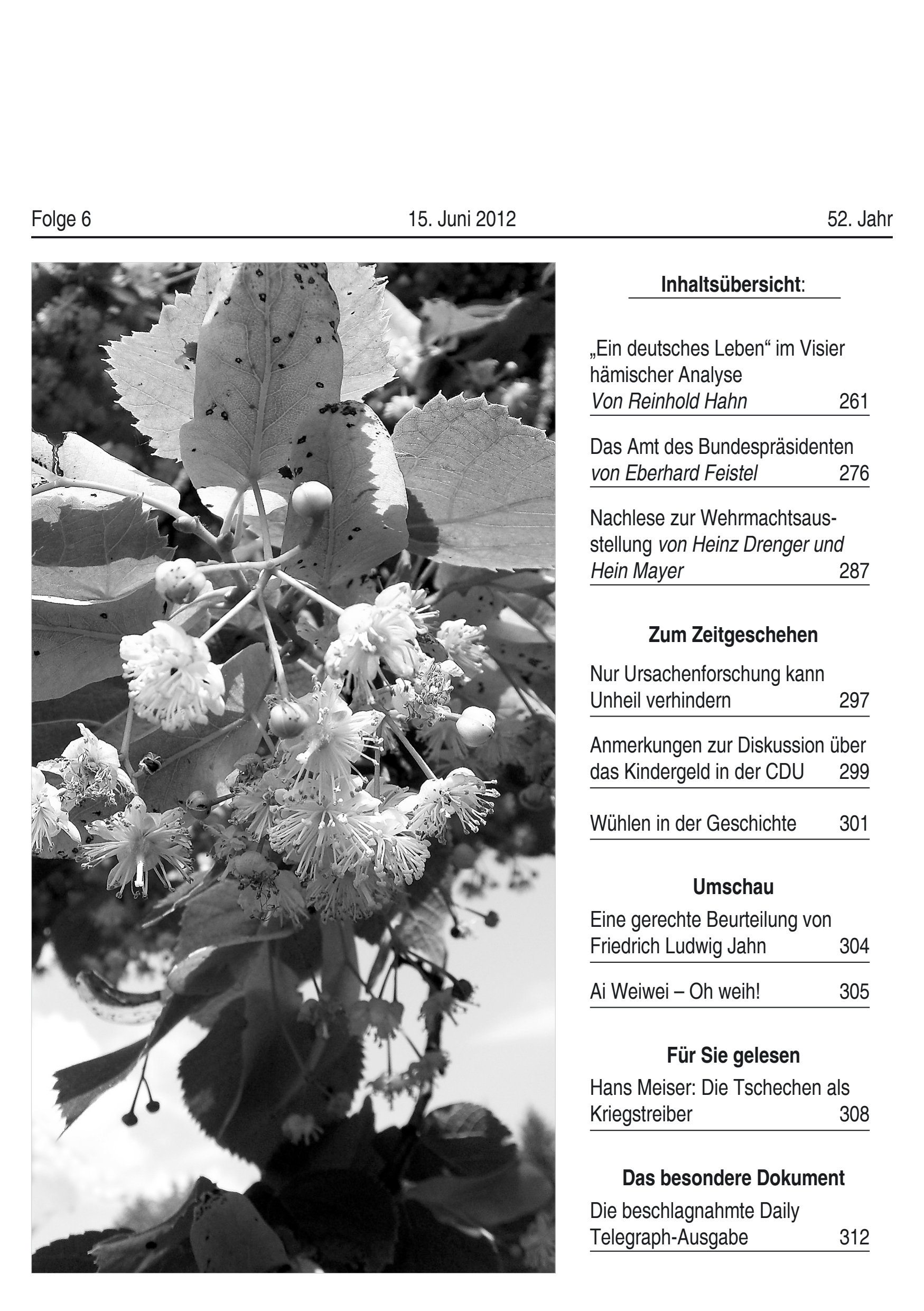 Titelseite Zeitschrift Mensch und Maß, Heft 06/2012