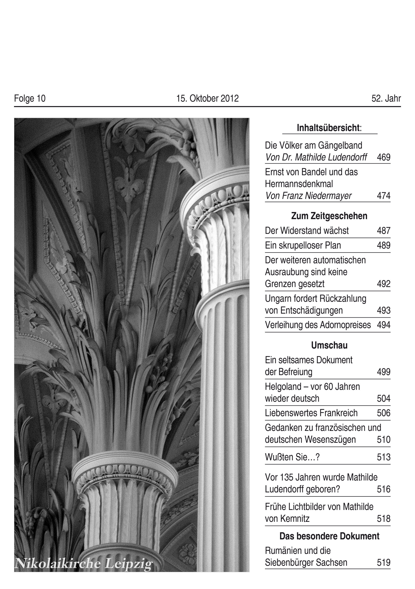 2012/10 Mensch und Maß Titelseite Zeitschrift Mensch und Maß, Heft 10/2012