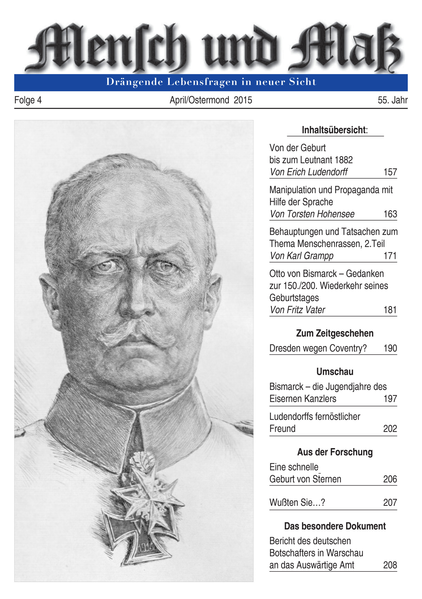 2015/04 Mensch und Maß Titelseite Zeitschrift Mensch und Maß, Heft 04/2015