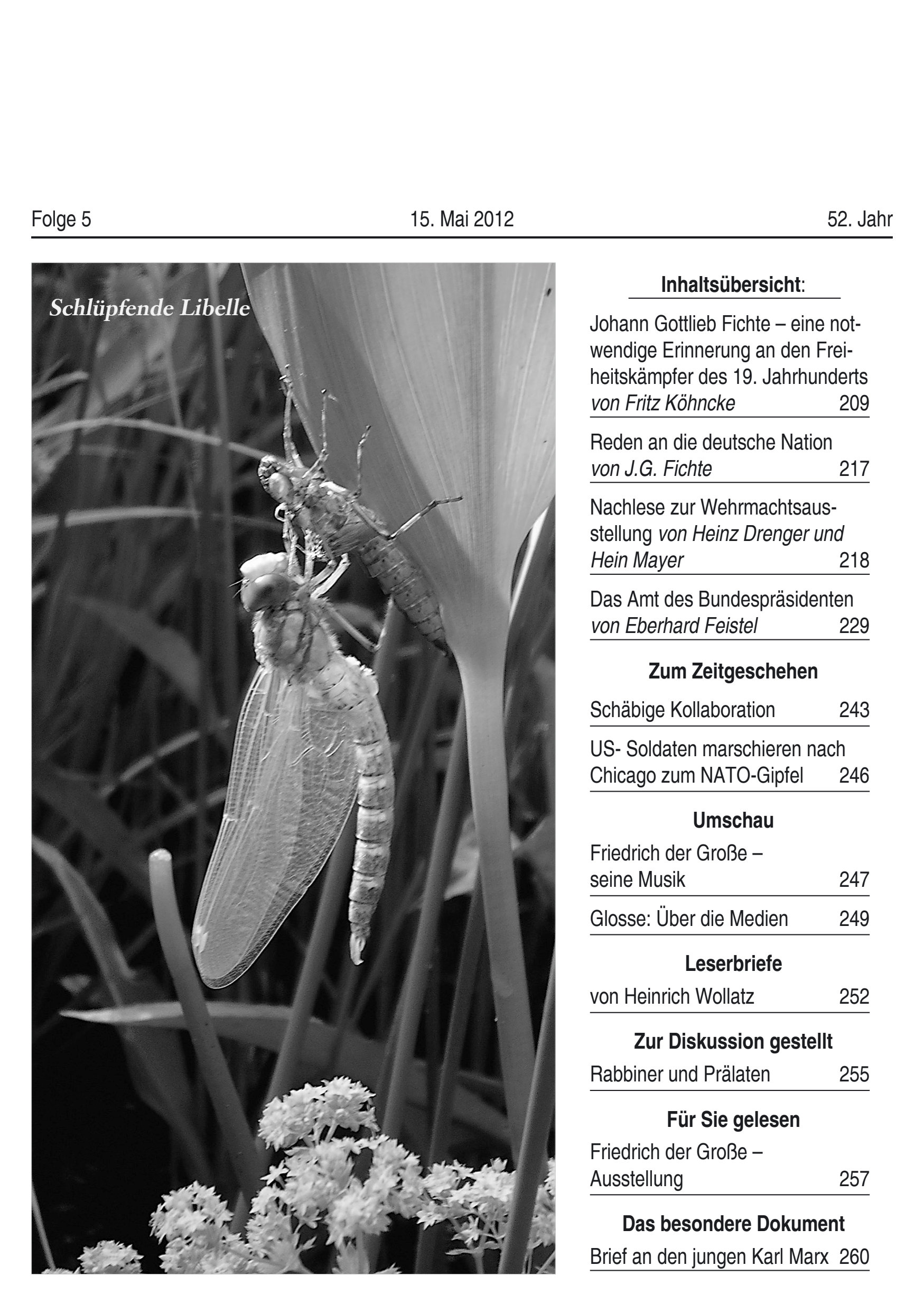 Titelseite Zeitschrift Mensch und Maß, Heft 05/2012