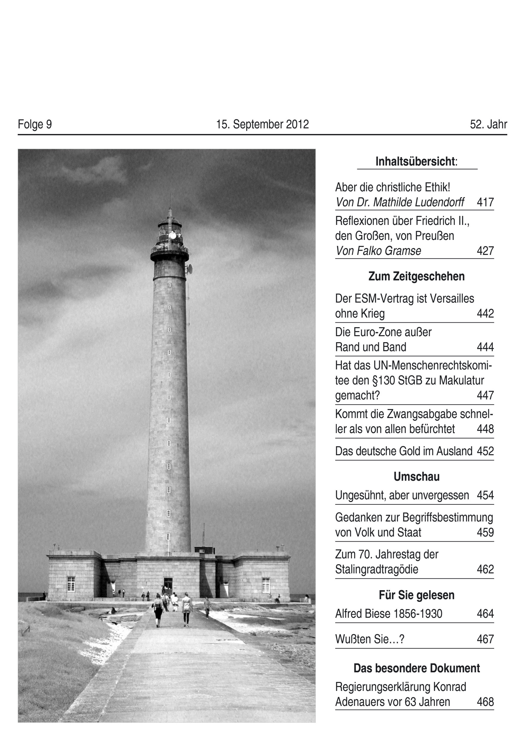 2012/09 Mensch und Maß Titelseite Zeitschrift Mensch und Maß, Heft 09/2012