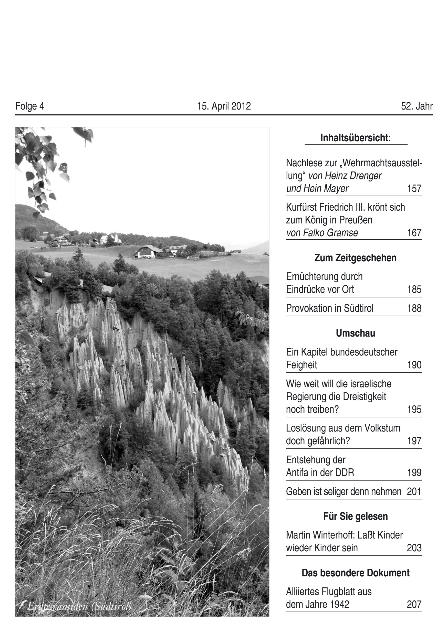 Titelseite Zeitschrift Mensch und Maß, Heft 04/2012