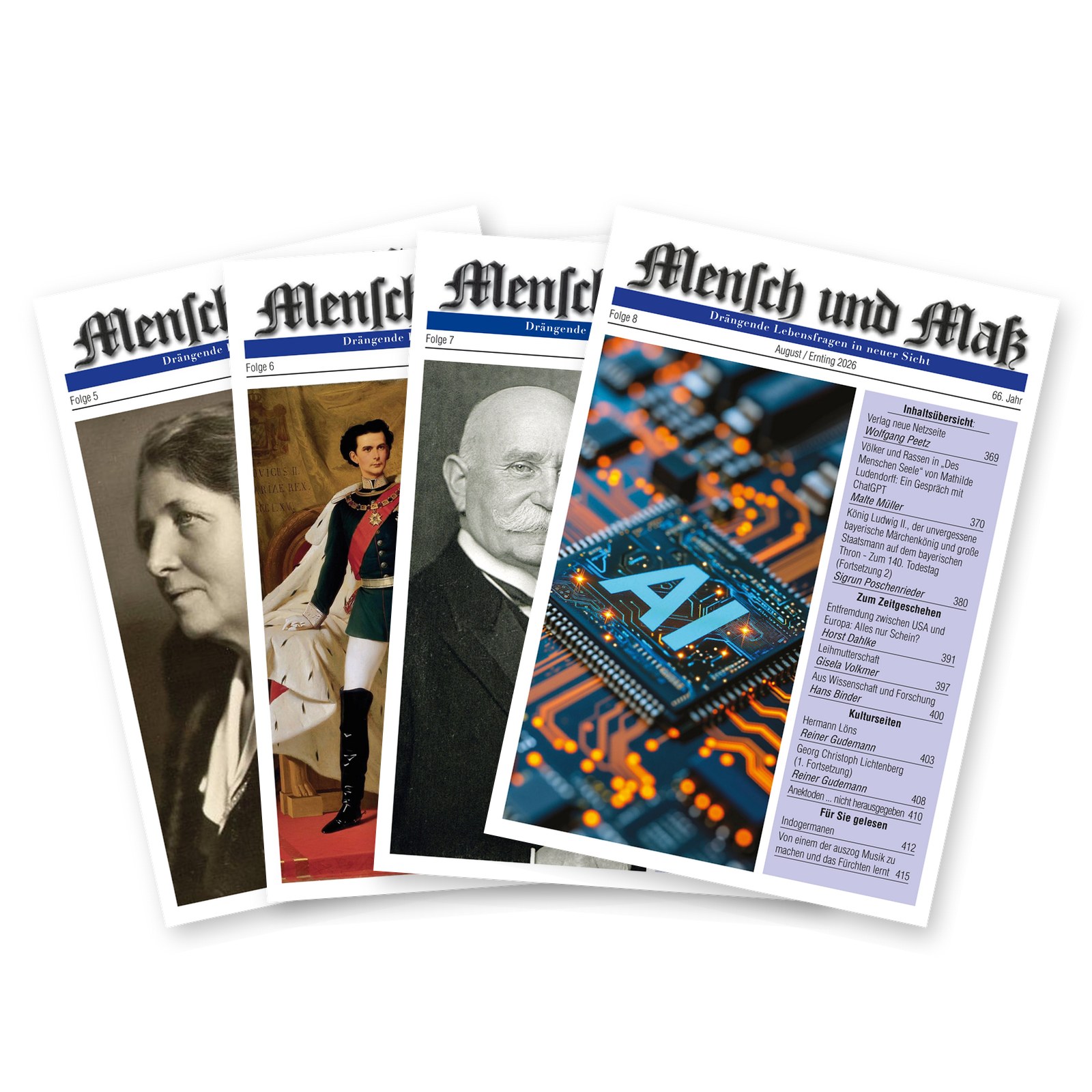 Mensch und Maß: vier aktuelle Titelseiten der Zeitschrift