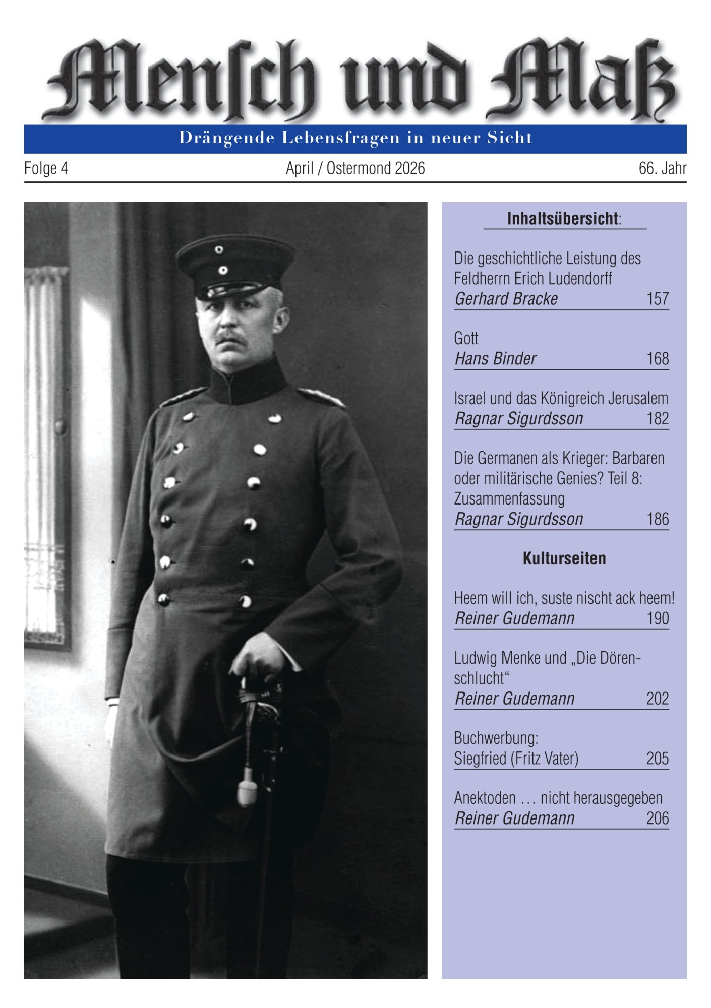 2026/04 Mensch und Maß Titelseite Zeitschrift Mensch und Maß, Heft 04/2026
