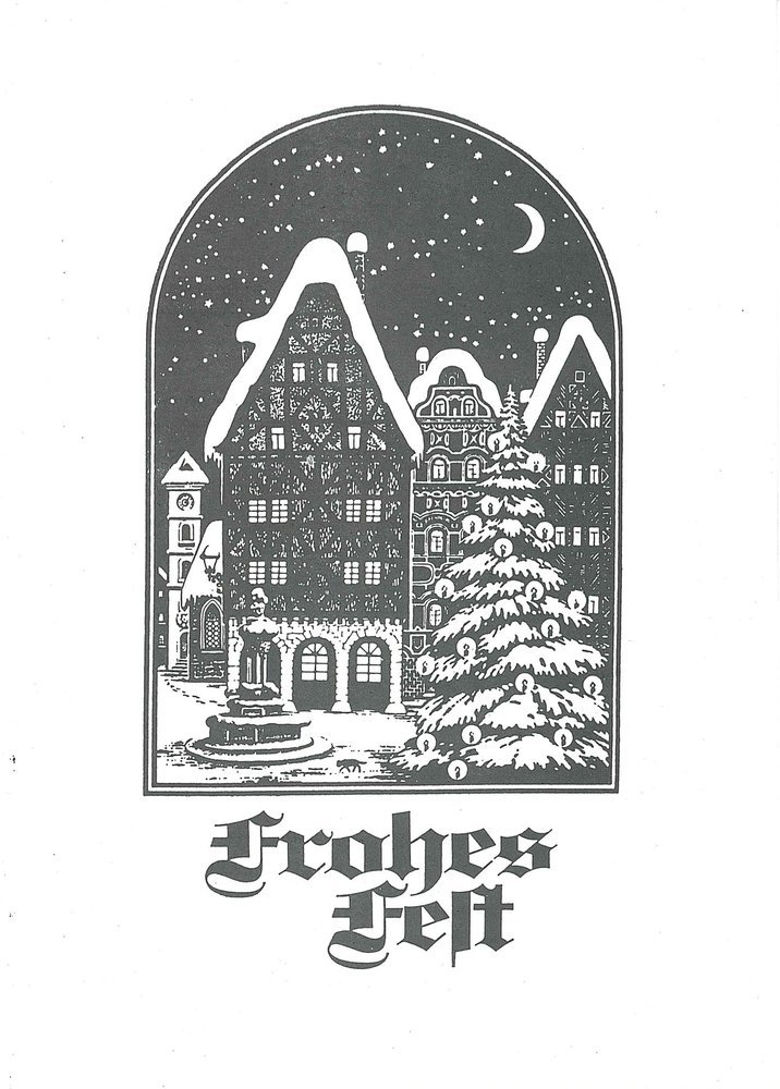 Klappkarte A6 von Erich Limpach: Frohes Fest – Festliche Nacht (Vorderseite) Klappkarte A6 von Erich Limpach: Frohes Fest – Festliche Nacht (Vorderseite)