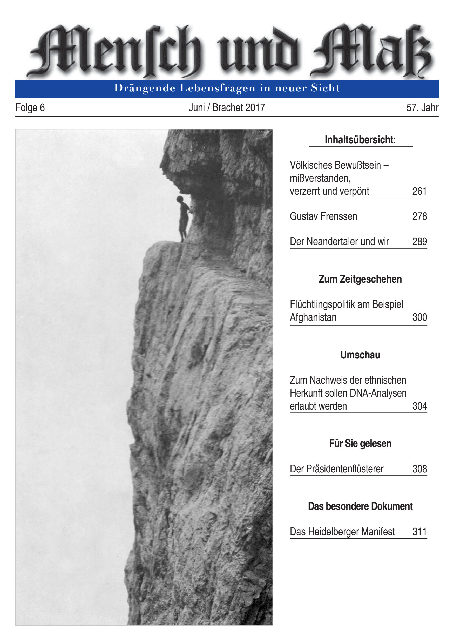 Titelseite Zeitschrift Mensch und Maß, Heft 06/2017