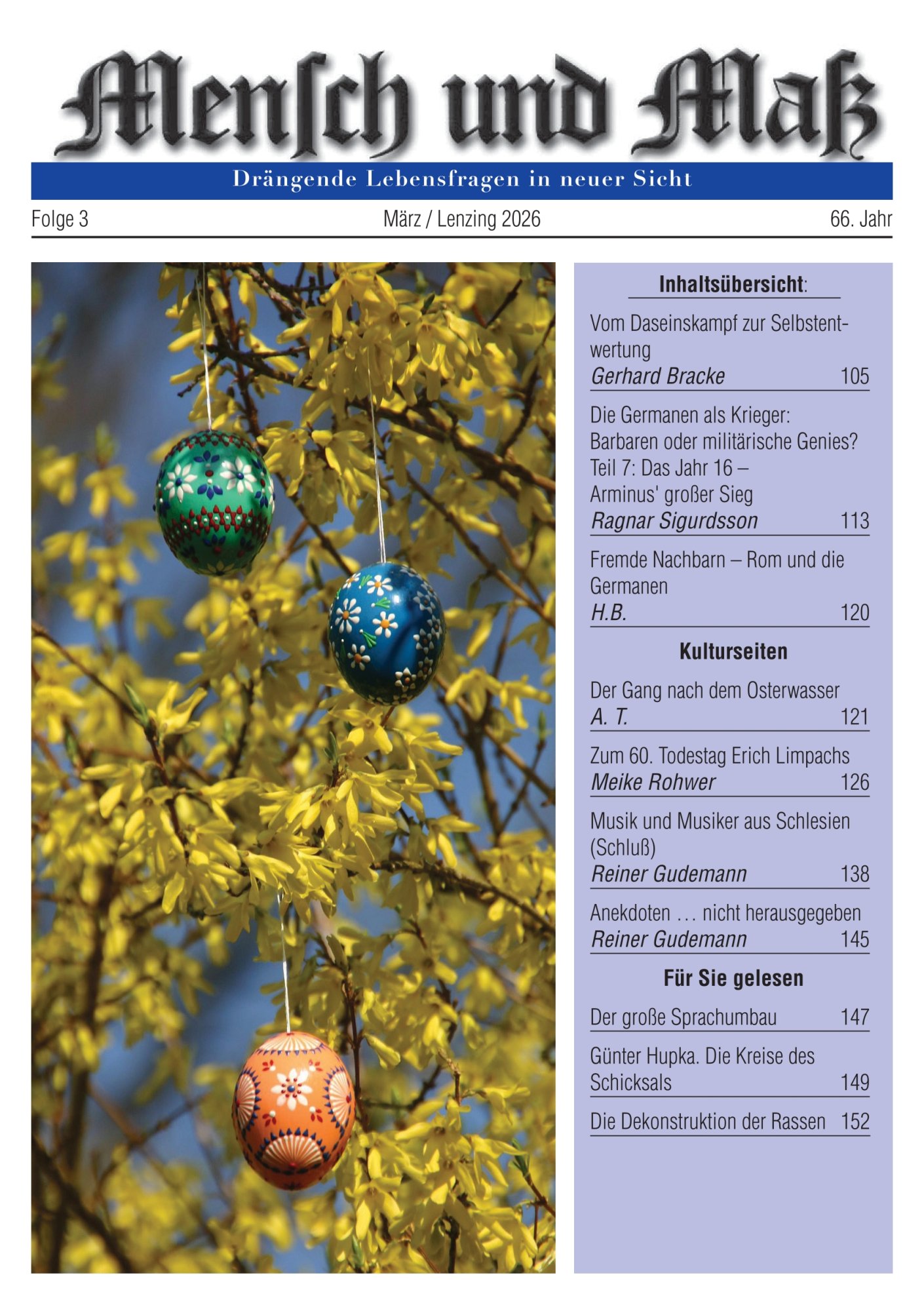 2026/03 Mensch und Maß Titelseite Zeitschrift Mensch und Maß, Heft 03/2026
