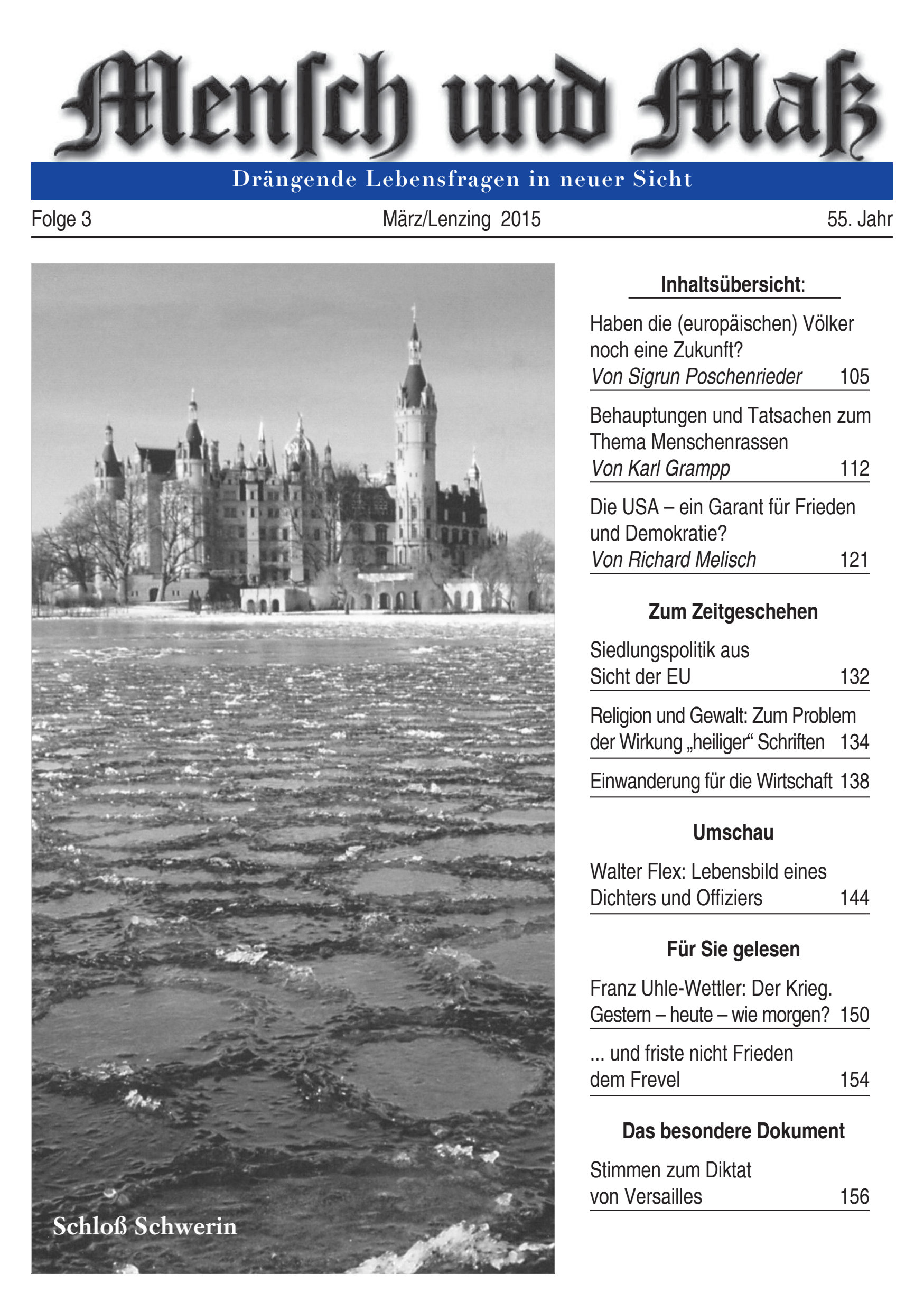 Titelseite Zeitschrift Mensch und Maß, Heft 03/2015