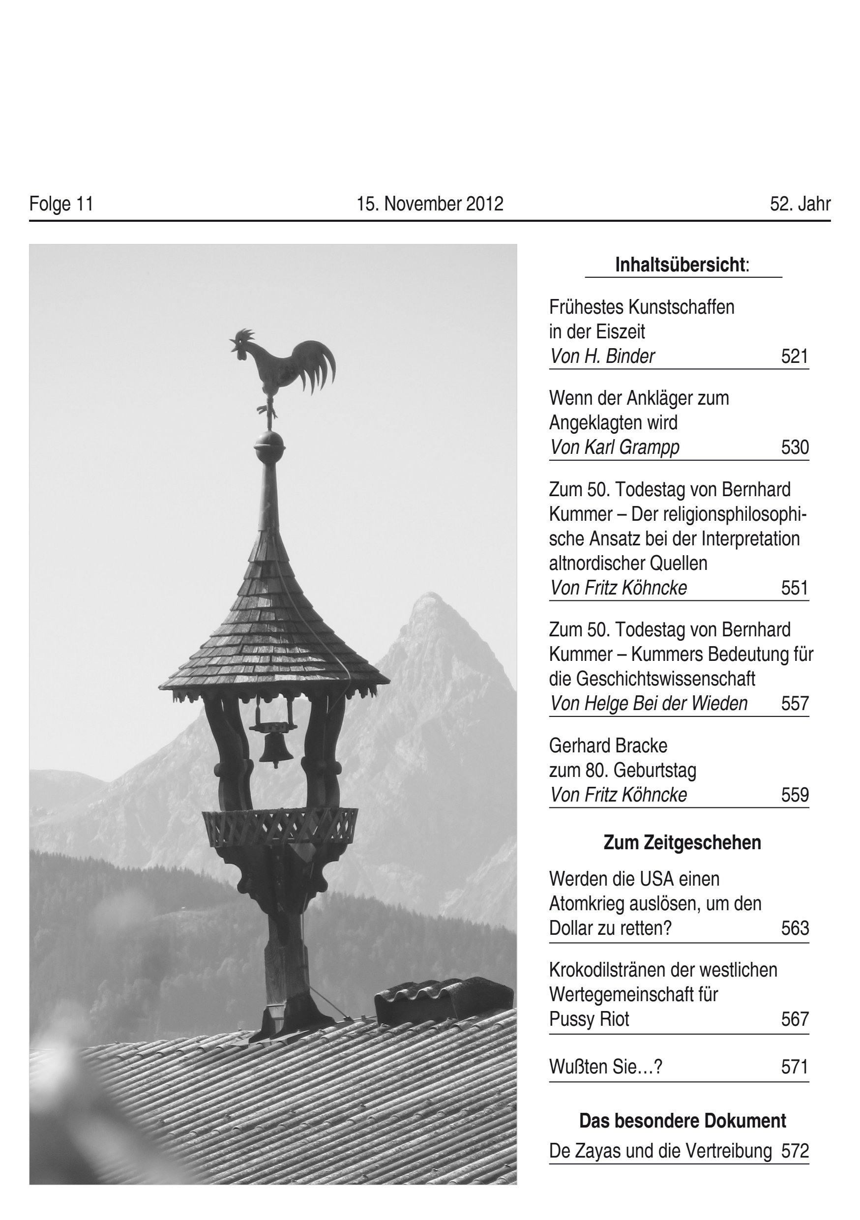 Titelseite Zeitschrift Mensch und Maß, Heft 11/2012